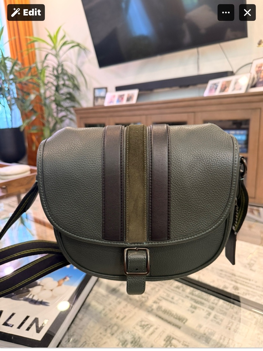 Coach Amazon green hitch crossbody